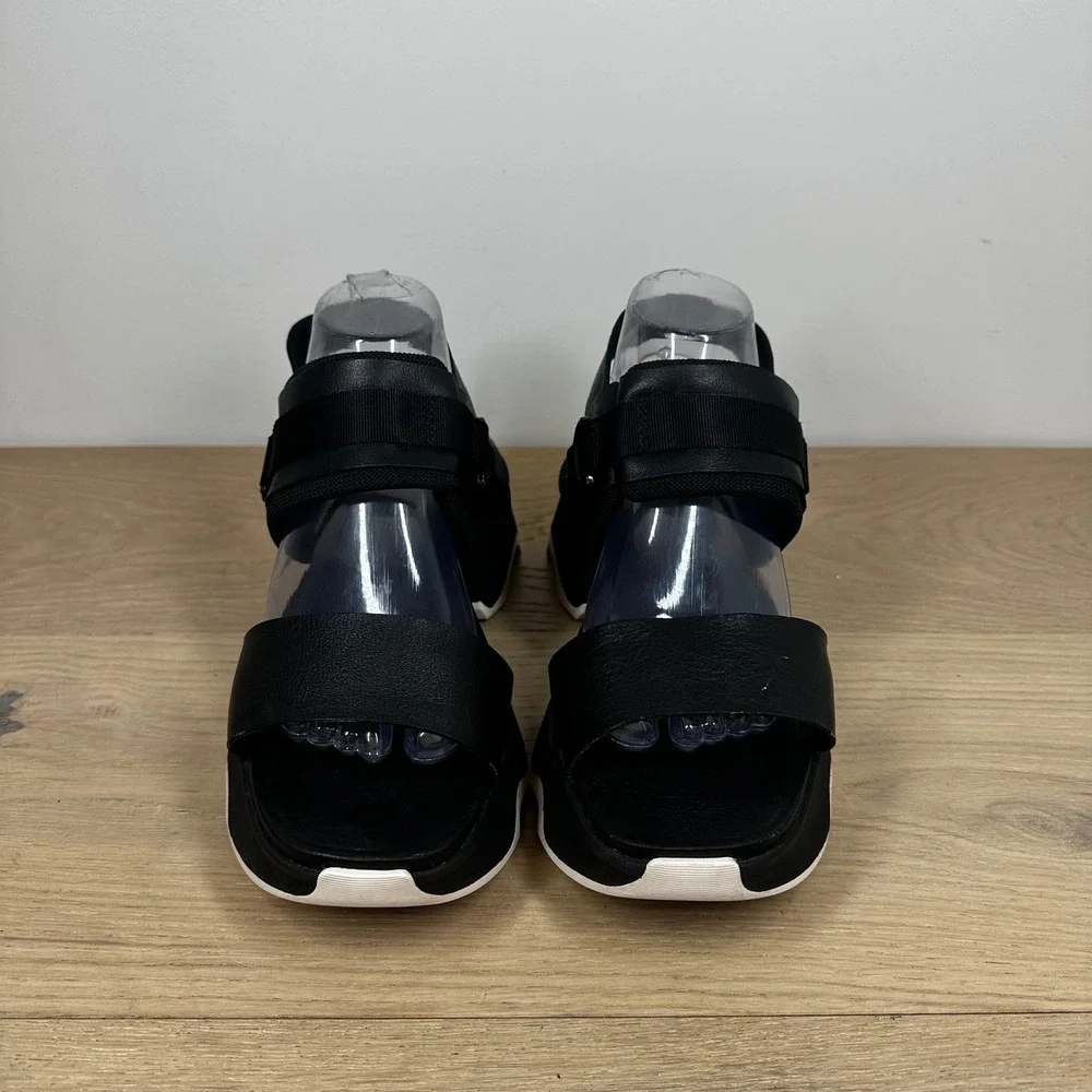 Sorel Kinetic Impact II Slingback Sandals Women 9.5 Black Platform Sport Chunky